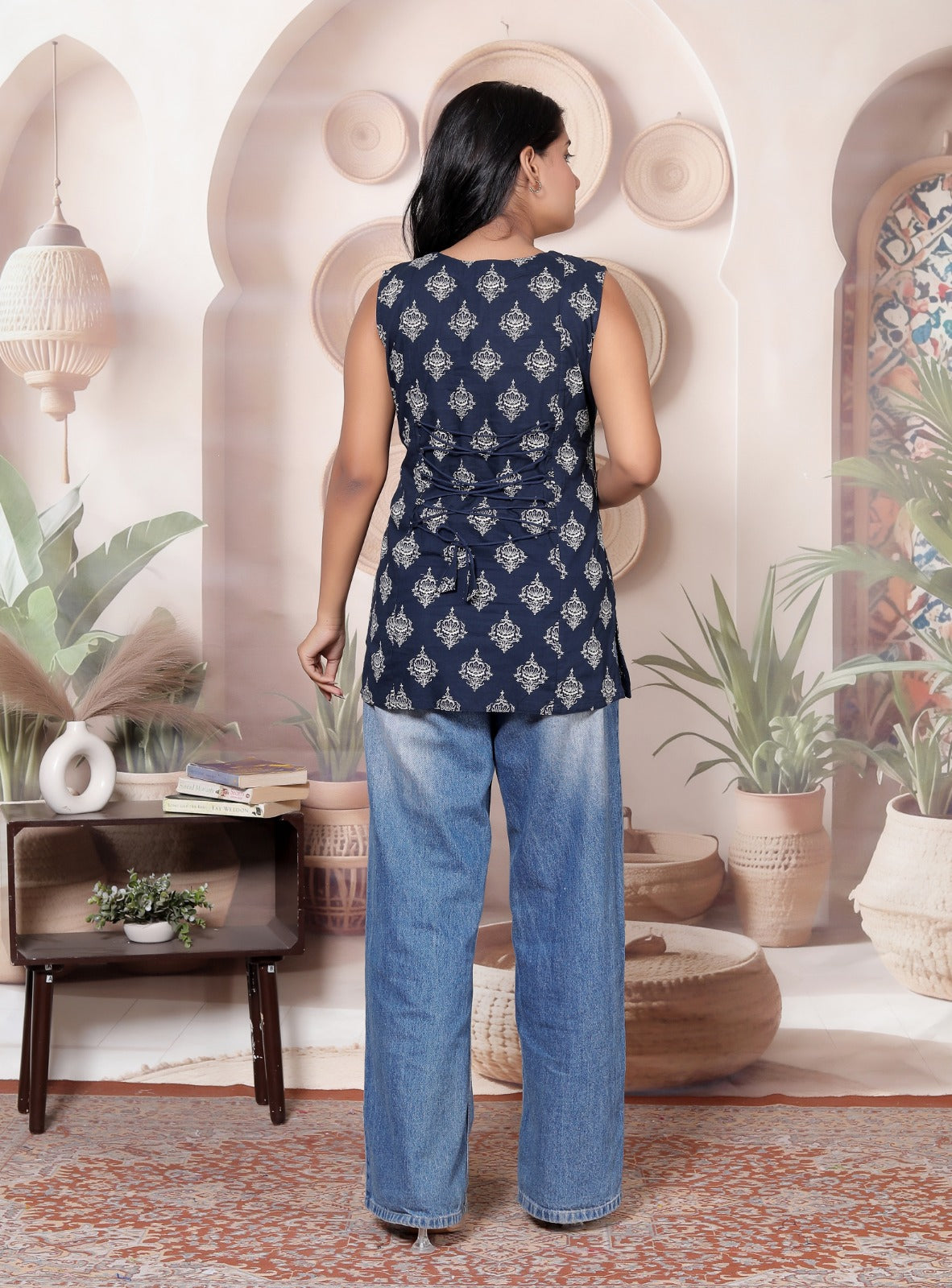 Neelika Indigo Pure Cotton Tie-Back Top