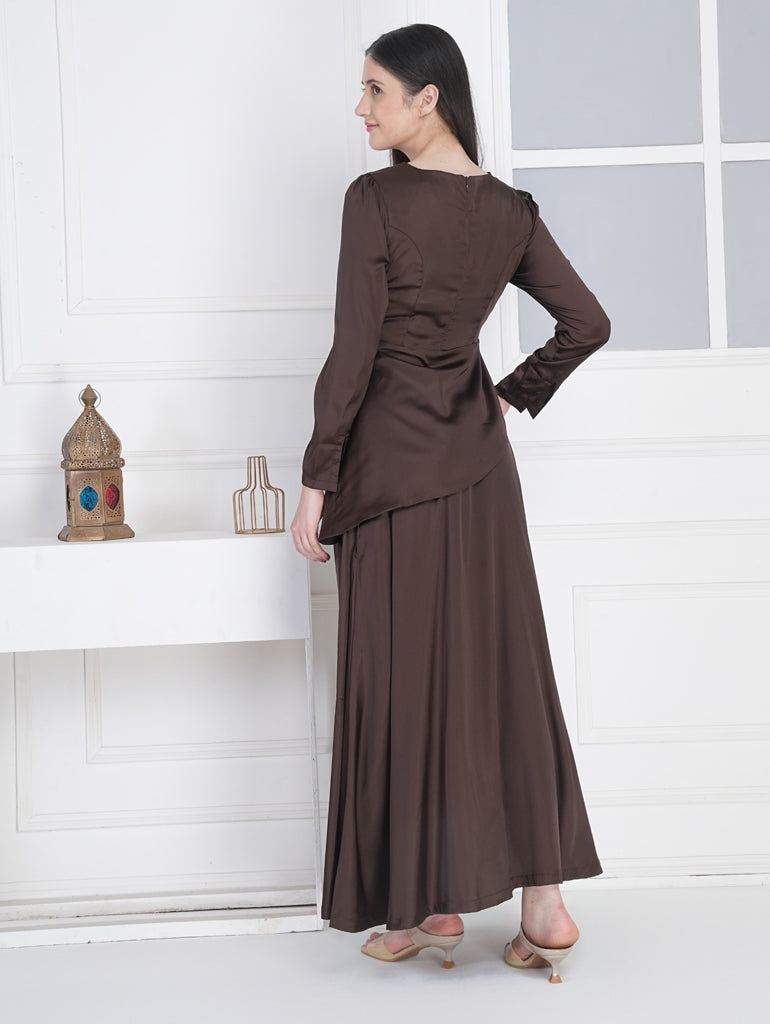 Chocolate Satin Layer Dress