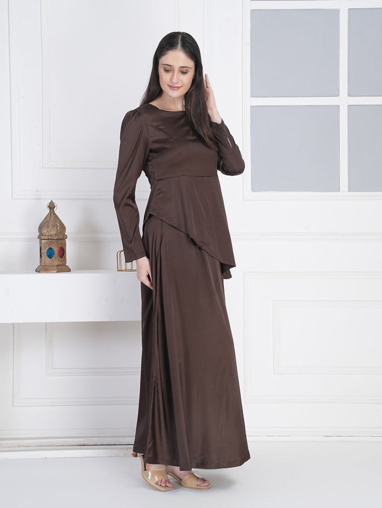 Chocolate Satin Layer Dress