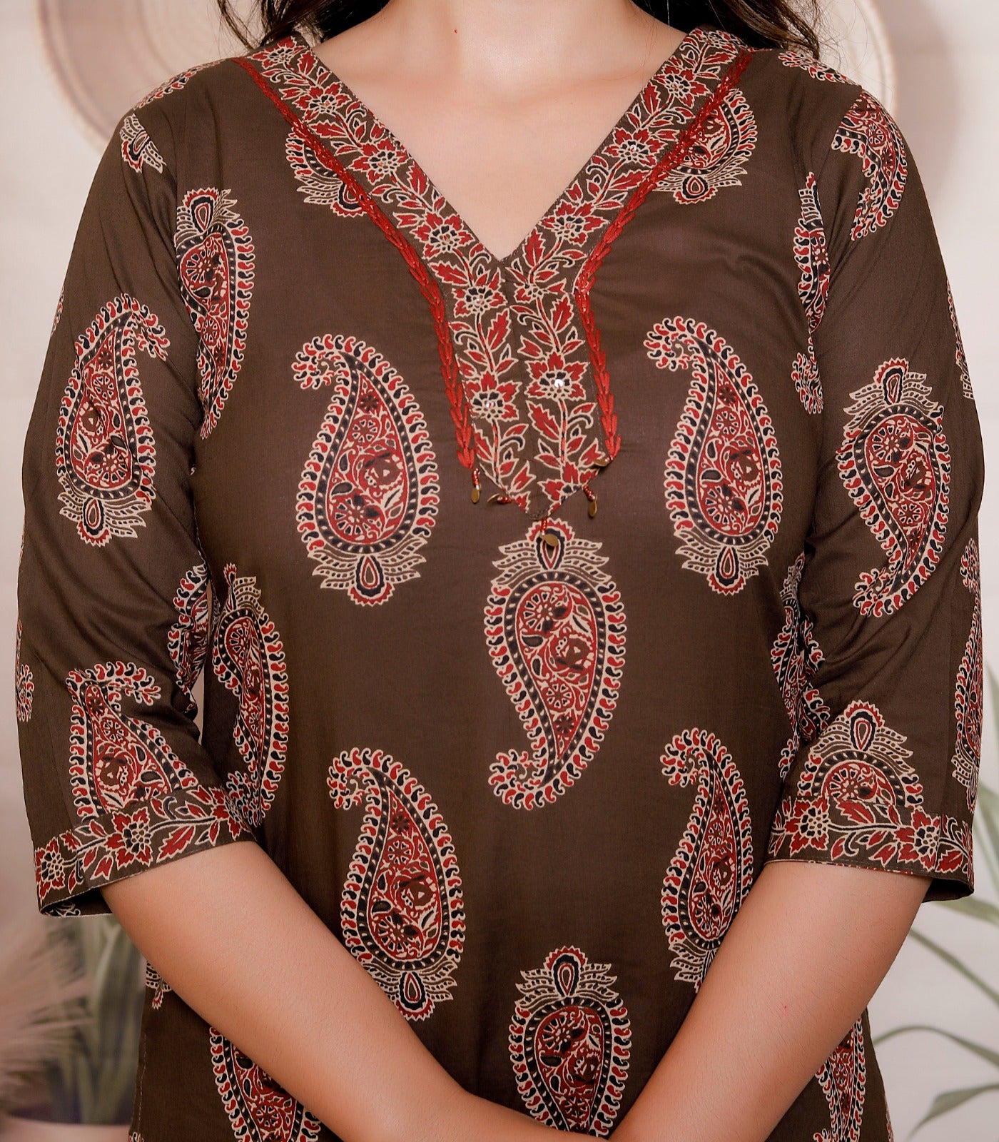 Zaira Cocoa Paisley Short Kurti