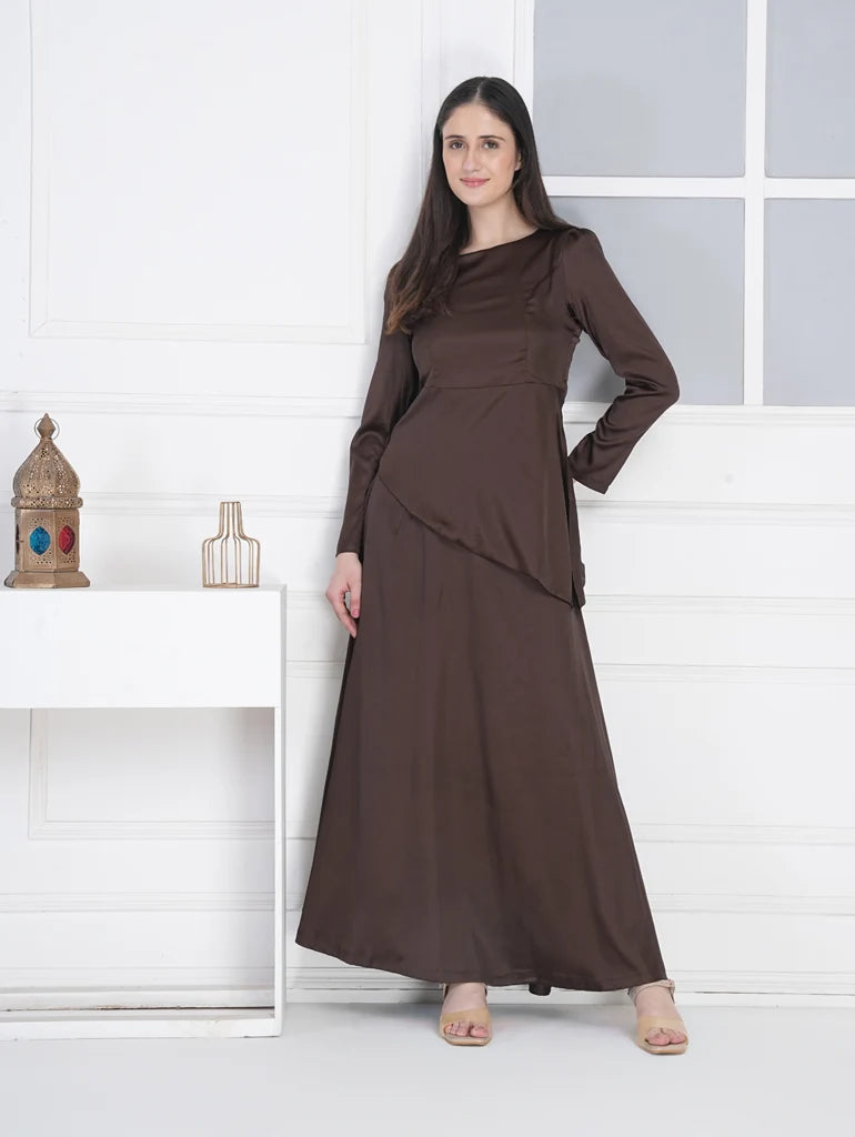 Inaya Espresso Satin Co-ord Set by Swaahaan